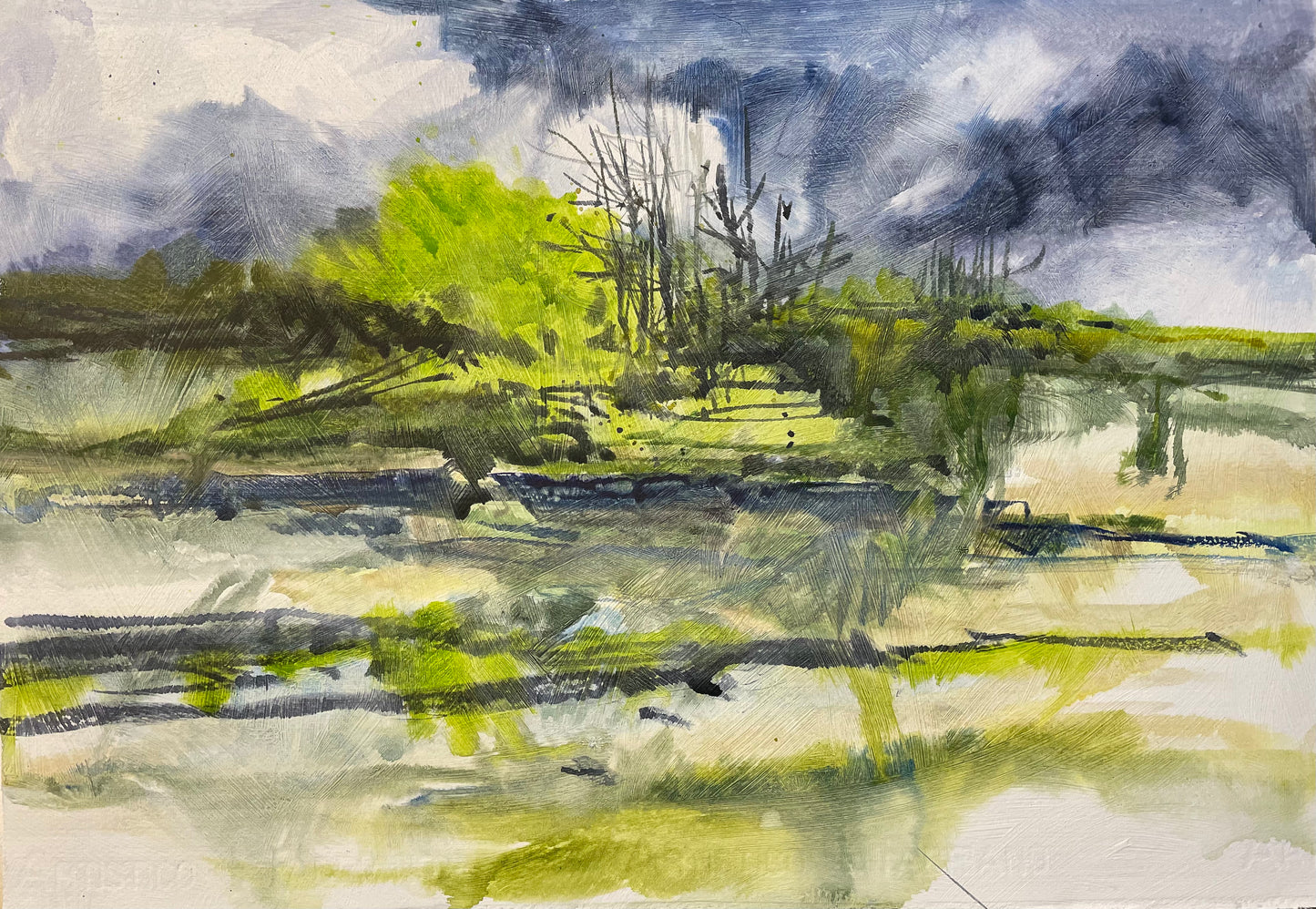 "Blues, Greens, and Rain" Giclee Print - 11"x14"